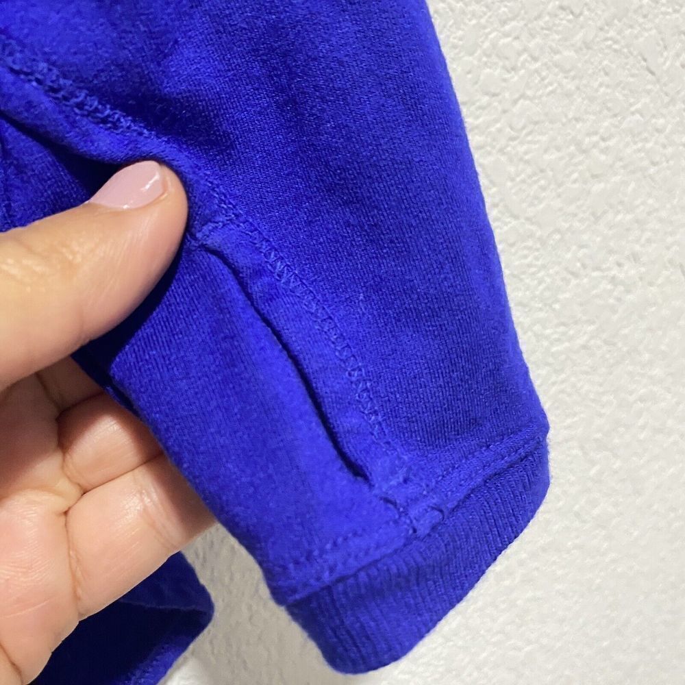 Athleta Women's Scoop Neck Sweater Long Sleeve Keyhole Thumbs Blue SMALL - Picture 4 of 6